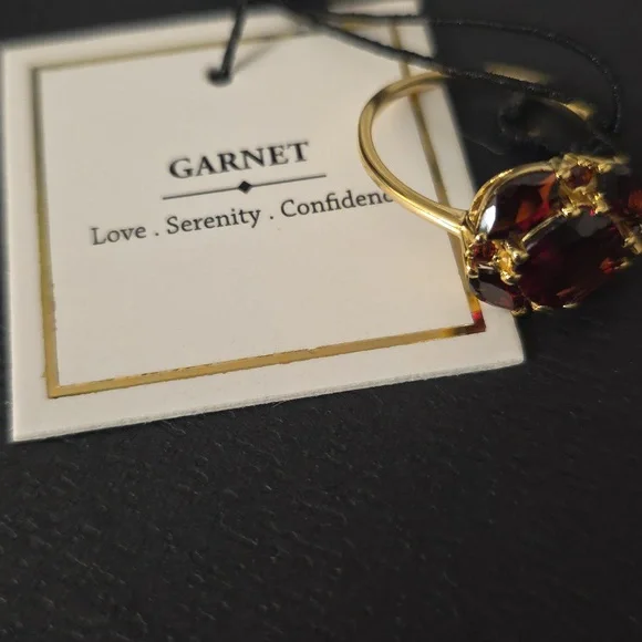 GARNET Luxurious 14K Gold  PLATED Over 925 Silver  WITH RED  GARNET  Gemstone. - Picture 6 of 10